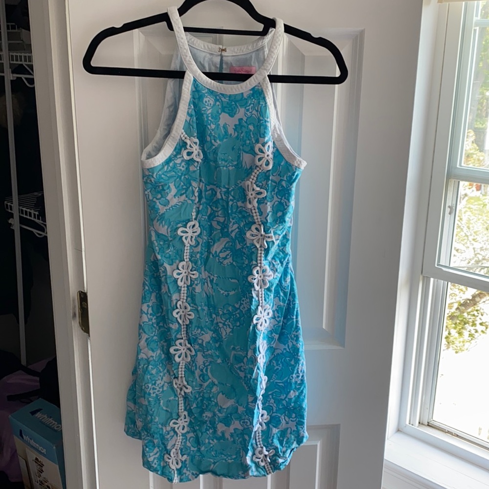 Lilly Pulitzer blue and white floral printed dress